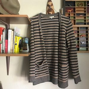 Madewell Brown Striped Cardigan Sweater